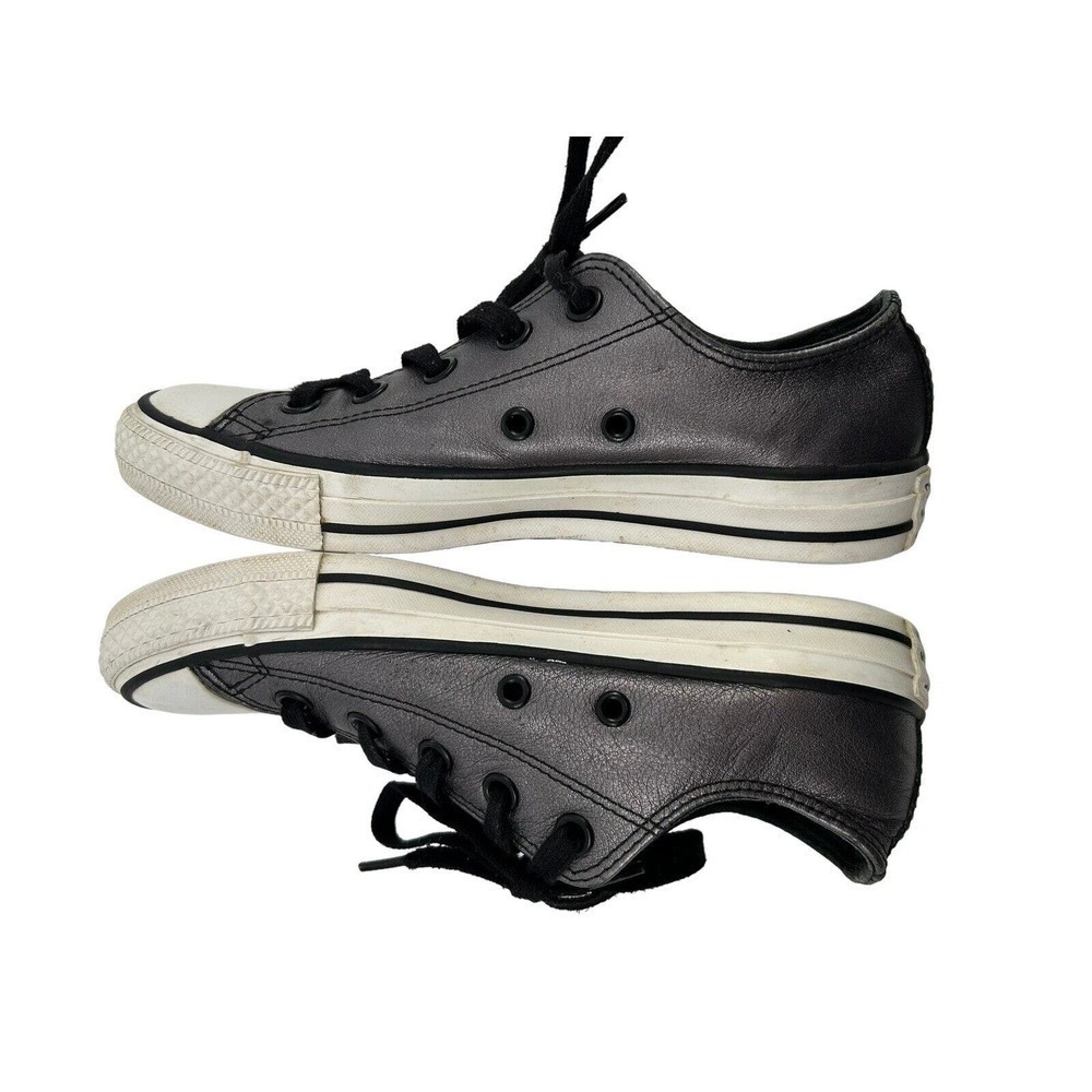 Converse All Star Women Low Top Sneaker Size 6 Gunmetal Gray Metallic Lace Up - Picture 8 of 12
